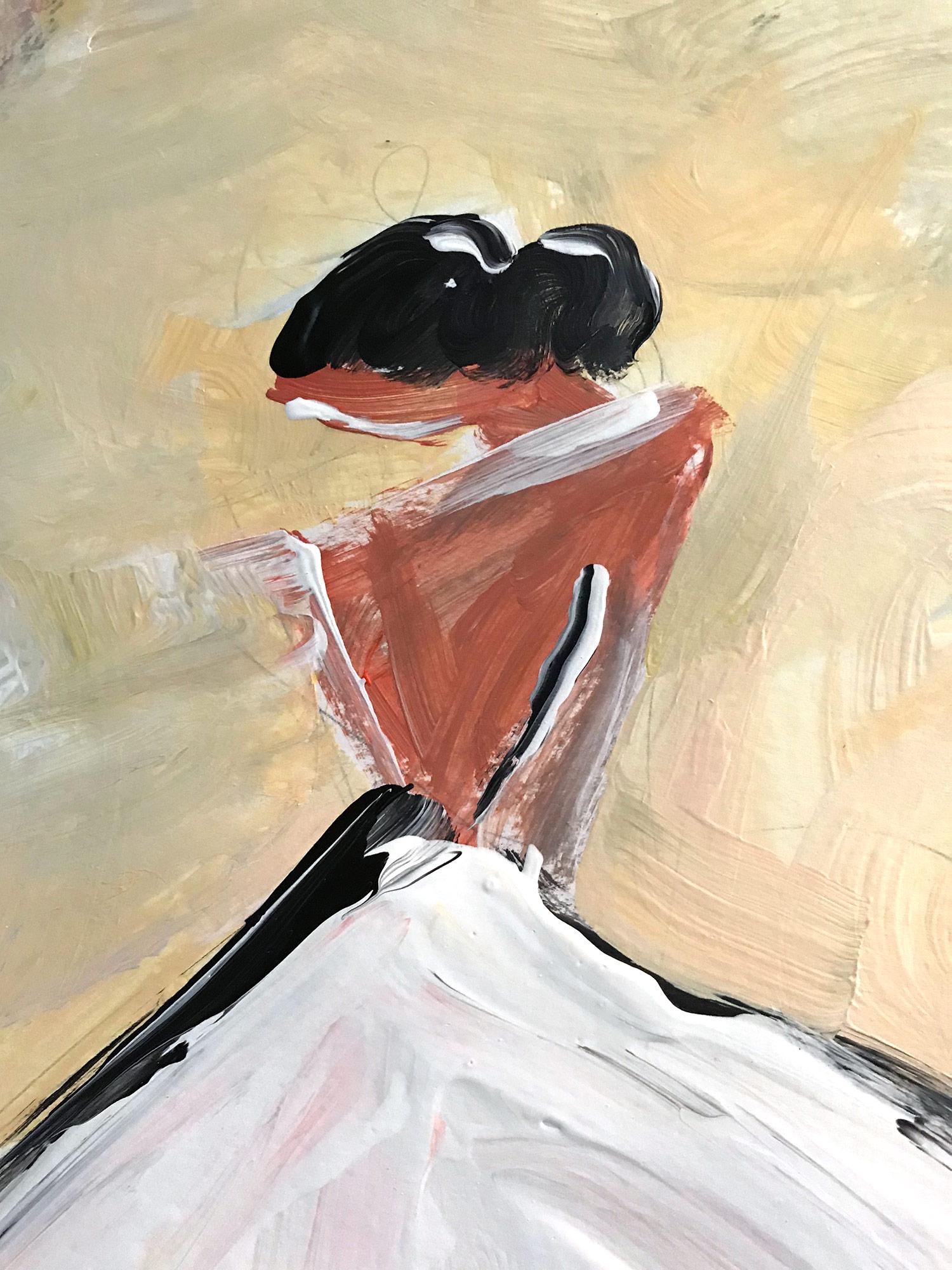 Caroline, Figura astratta su carta - Painting di Cindy Shaoul
