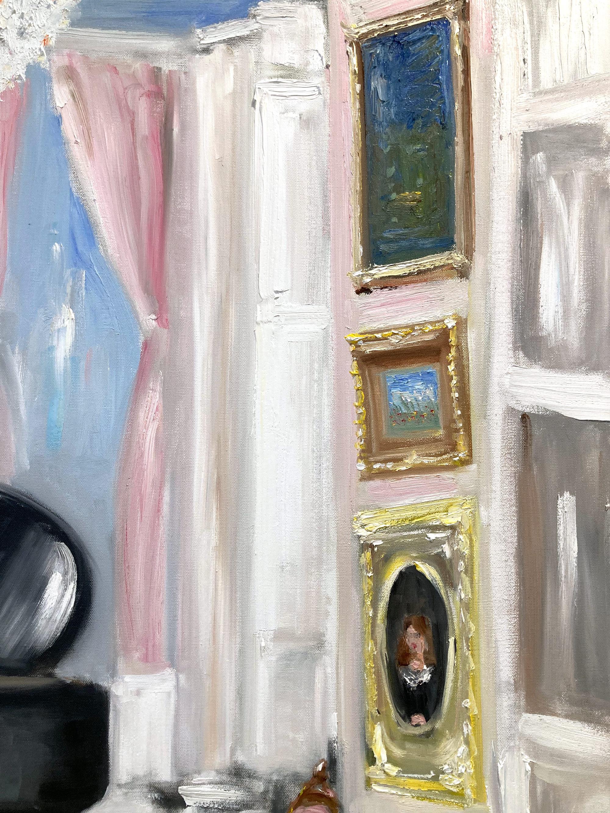 „Champagne & Tunes – Chateau de Chambord“, Ölgemälde, Interieurszene mit Klavier im Angebot 6