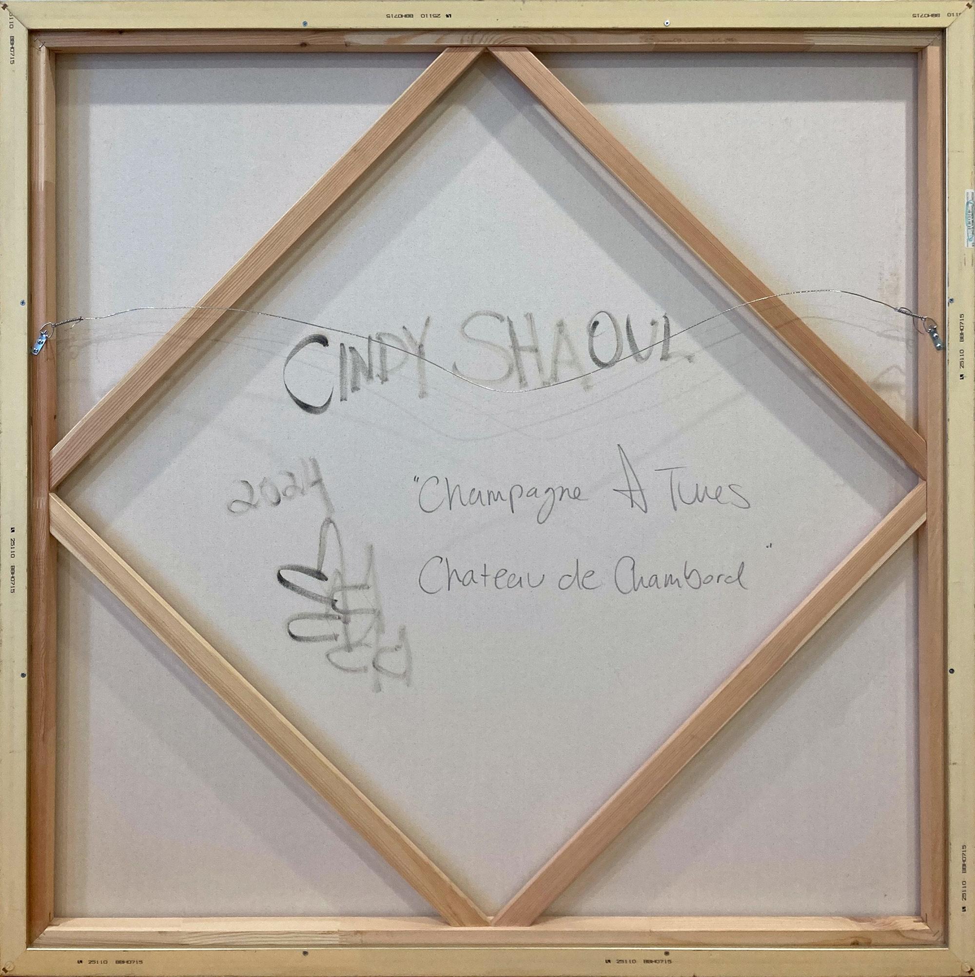 „Champagne & Tunes – Chateau de Chambord“, Ölgemälde, Interieurszene mit Klavier im Angebot 12