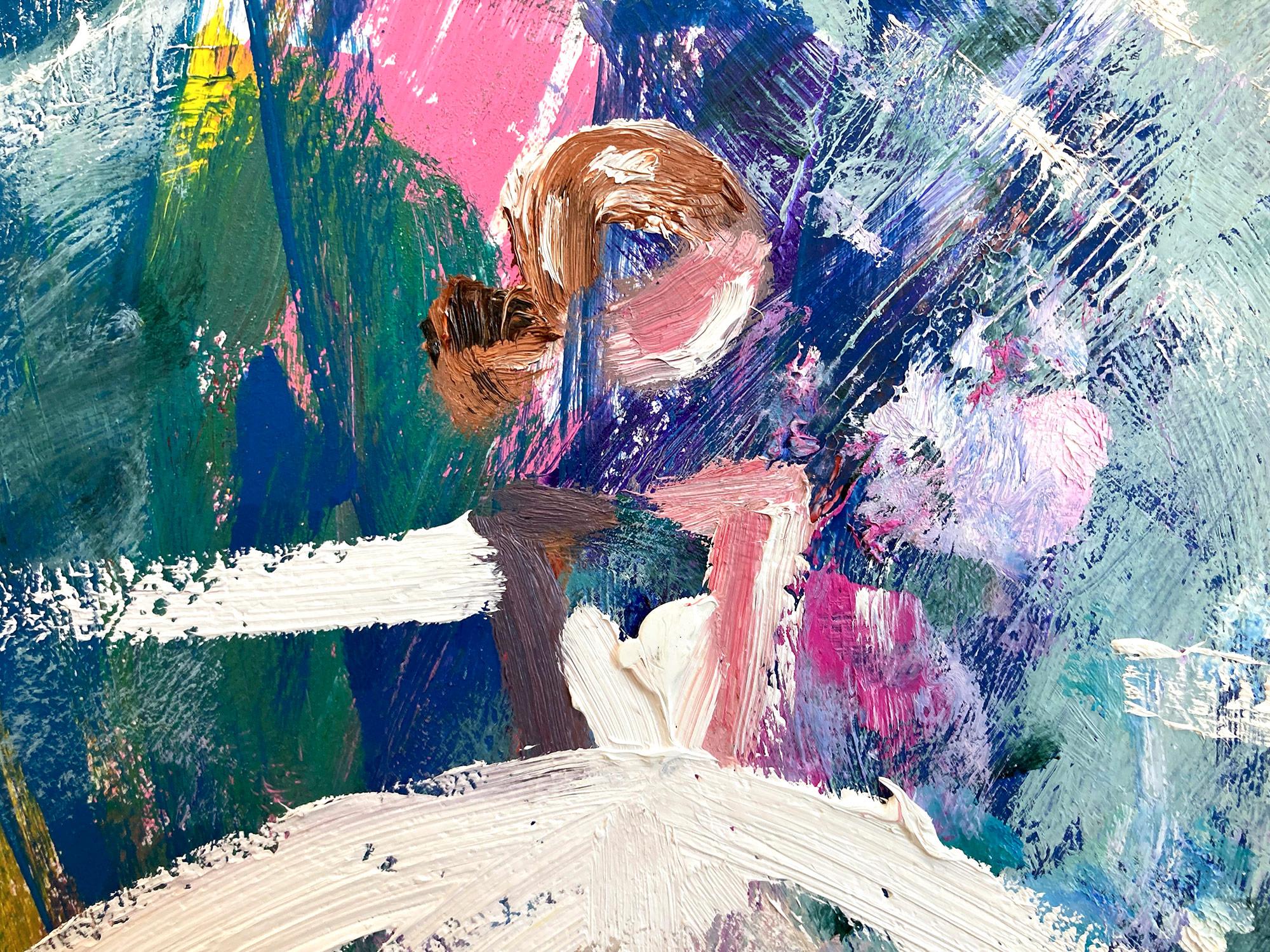 Figure « Chanel par l'Arc de Triomphe » avec peinture à l'huile de haute couture française - Painting de Cindy Shaoul