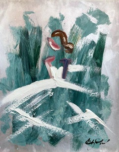 "Chanel en el Jardín de las Tullerías" Figura con pintura al óleo de alta costura francesa