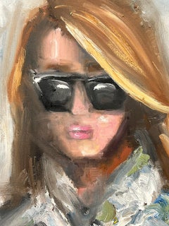 "Chanel Mornings in Paris" Woman in Sunglasses Oil Painting on Canvas