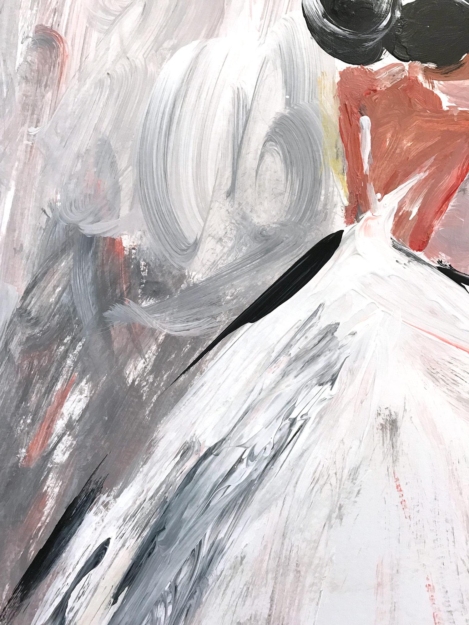 Charlotte Charlotte, Abstrakte Figur auf Papier (Grau), Abstract Painting, von Cindy Shaoul