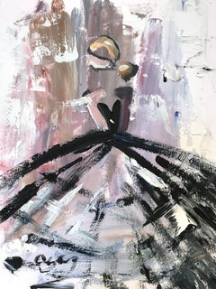 "Christine" Figure with Gown French Haute Couture Oil Painting on Paper