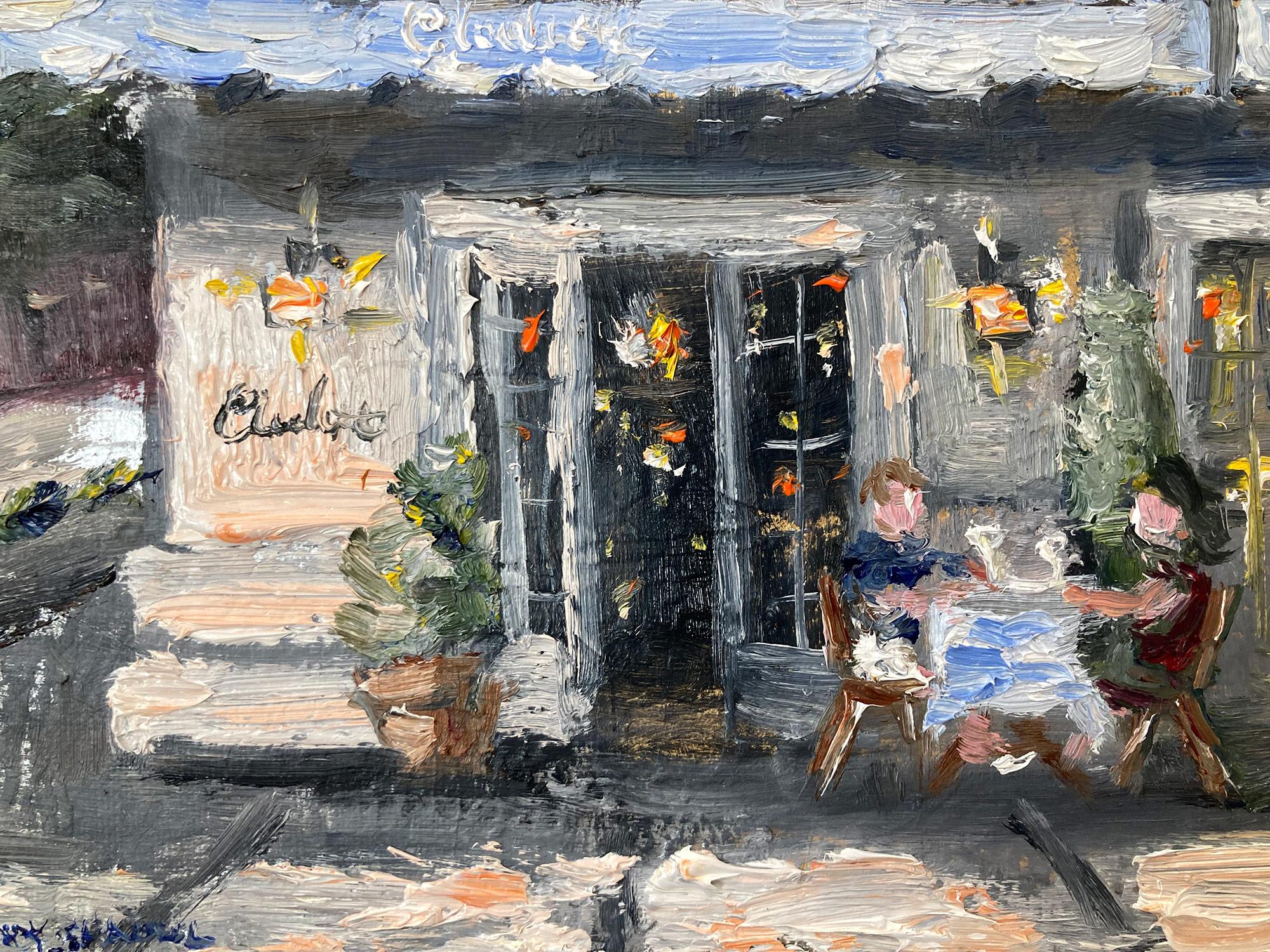 Peinture à l'huile d'un restaurant en plein air « Claudette » sur la Cinquième Avenue à New York 1