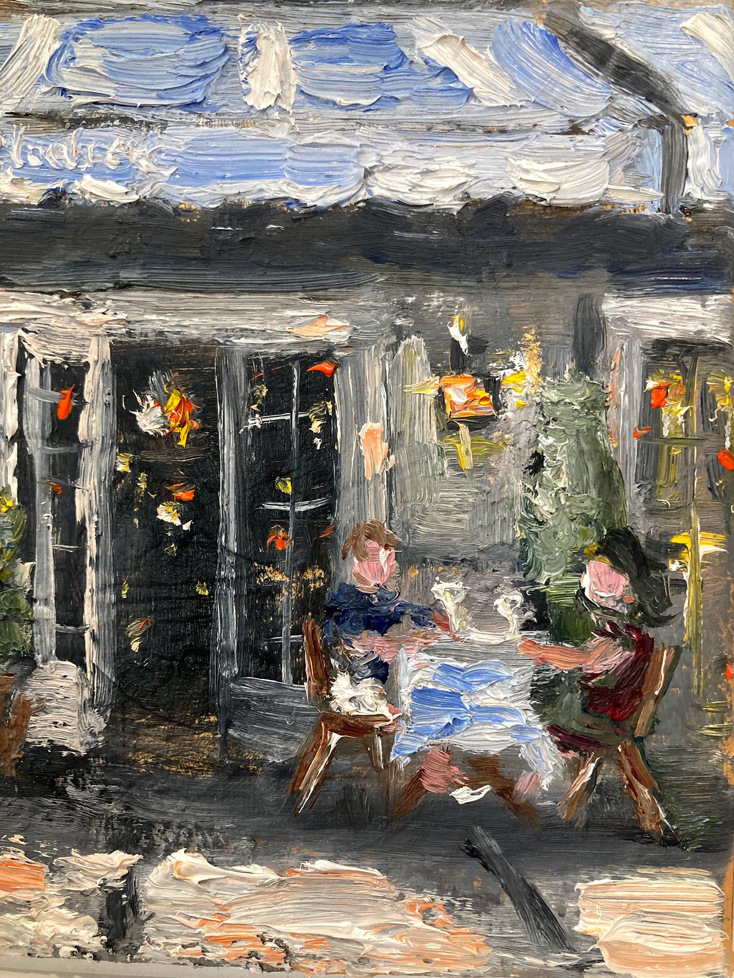 Peinture à l'huile d'un restaurant en plein air « Claudette » sur la Cinquième Avenue à New York 2