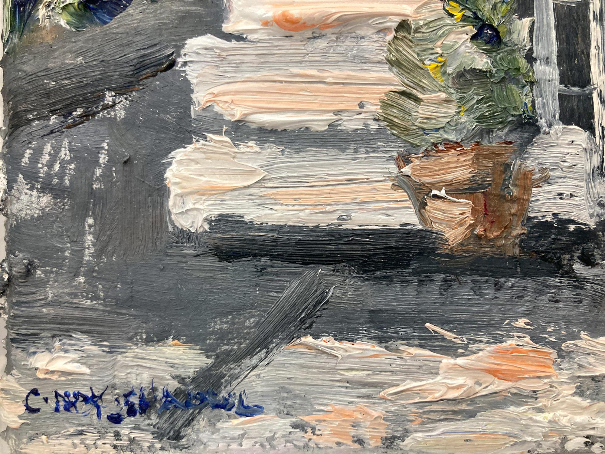 Peinture à l'huile d'un restaurant en plein air « Claudette » sur la Cinquième Avenue à New York 3