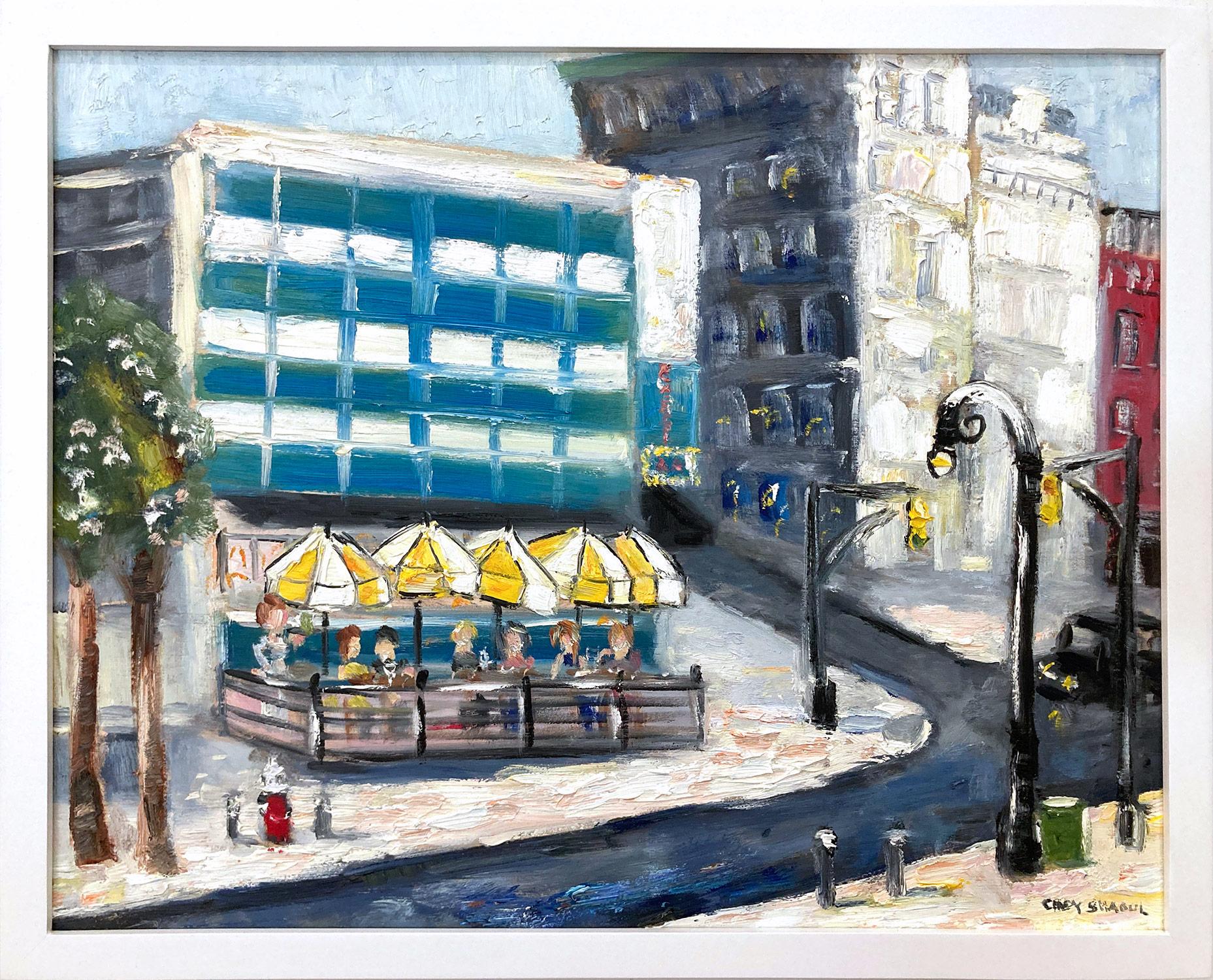 Cindy Shaoul Figurative Painting - "Coffee Shop" Impressionistic Oil Painting of Memorable Union Square Restaurant