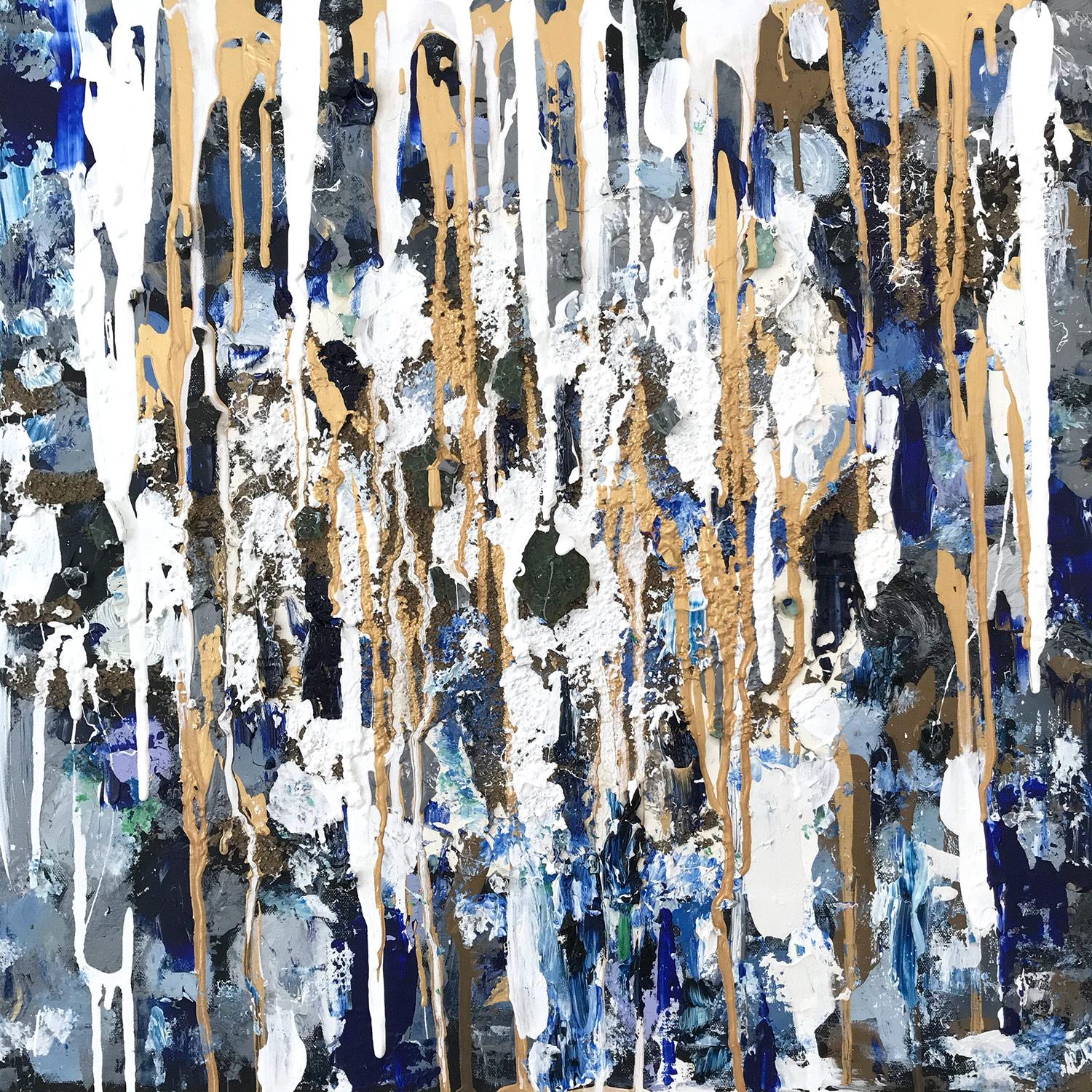 Abstract Painting Cindy Shaoul - "Contemplation" Peinture contemporaine à l'huile et techniques mixtes sur toile