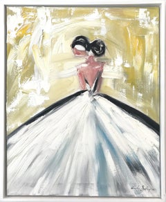 "Day in Paris" Figure with Gown French Haute Couture Oil Painting on Canvas