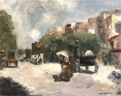 "Paseo diurno por París" Pintura al óleo sobre lienzo, escena urbana impresionista americana