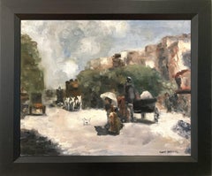 "Day Stroll in Paris" American Impressionist City Scene Oil Painting on Canvas