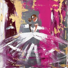"Dazzling in Paris" Abstract Figure Chanel Gown Haute Couture Painting on Canvas