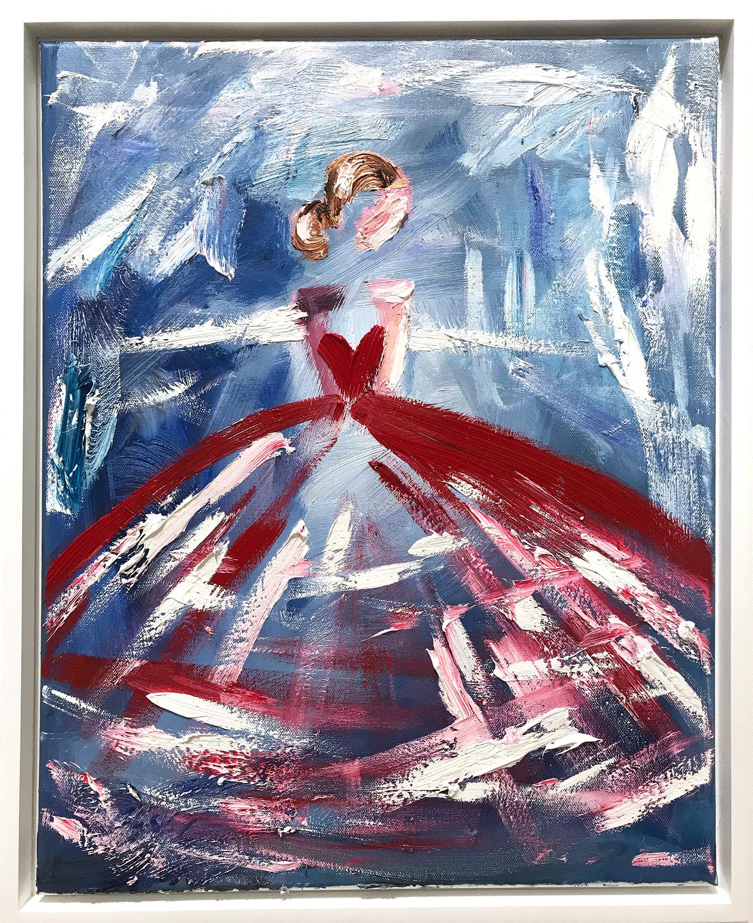 Cindy Shaoul Figurative Painting - "Dazzling in Paris " Chanel Dress French Haute Couture Oil Painting on Canvas