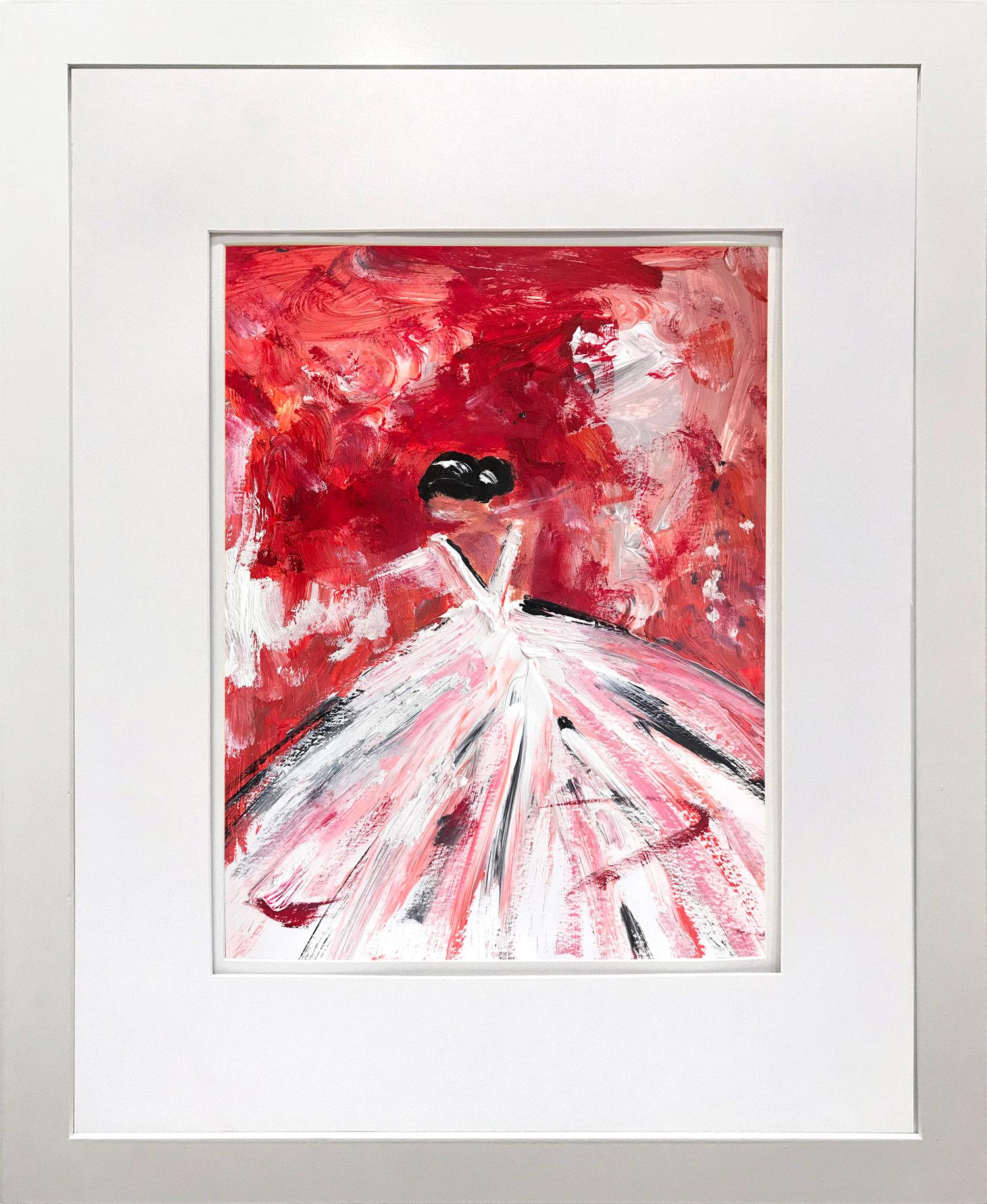 Cindy Shaoul Abstract Painting - "Deserah" Abstract Figure with Gown French Haute Couture Oil Painting on Paper