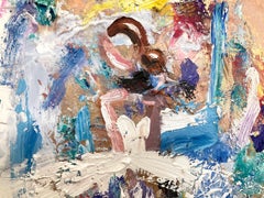 "Dior in France" Figure in White Gown Haute Couture Oil Painting on Paper