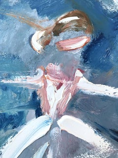 "Dior in Paris" Figura in abito Chanel Haute Couture Pittura a olio su carta