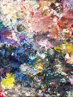 "Dream On" Abstract Expressionist Oil Painting on Wood Panel in Black Frame