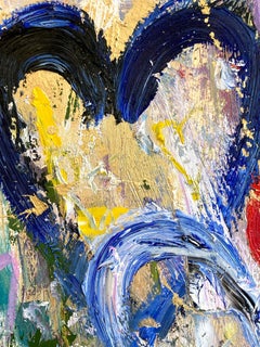"Dream On" Colorful with Gold Tones Pop Art Hearts Abstract Painting on Paper