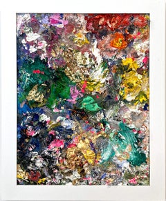 "Dreamer" Colorful Abstract Contemporary Oil & Gold Painting Wood Panel Framed