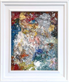 "Dreamer" Colorful Contemporary Oil and Mixed Media Painting on Wood Panel