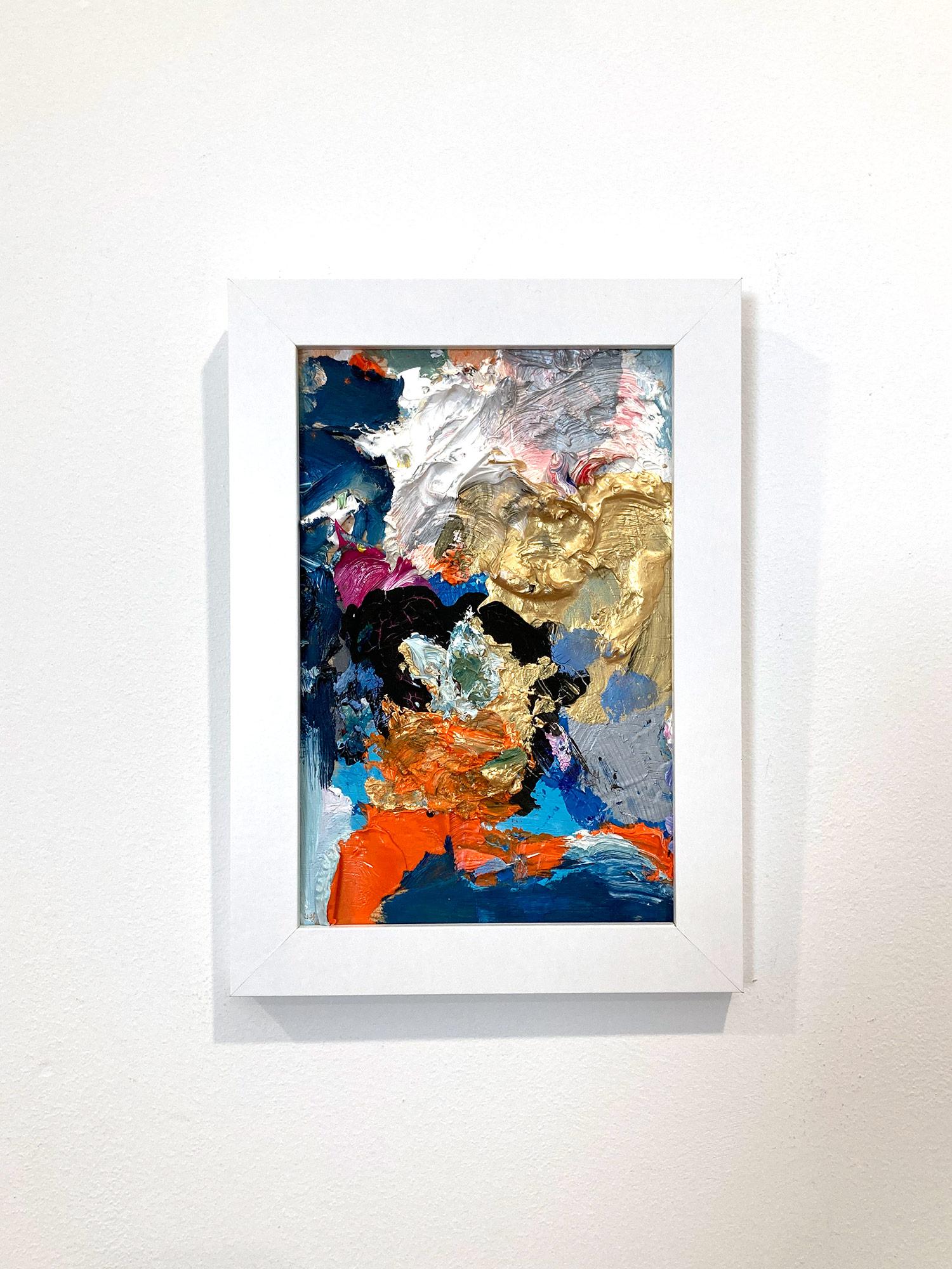 „Dreaming of De Kooning“ Buntes abstraktes Ölgemälde auf Holzplatte, gerahmt im Angebot 8