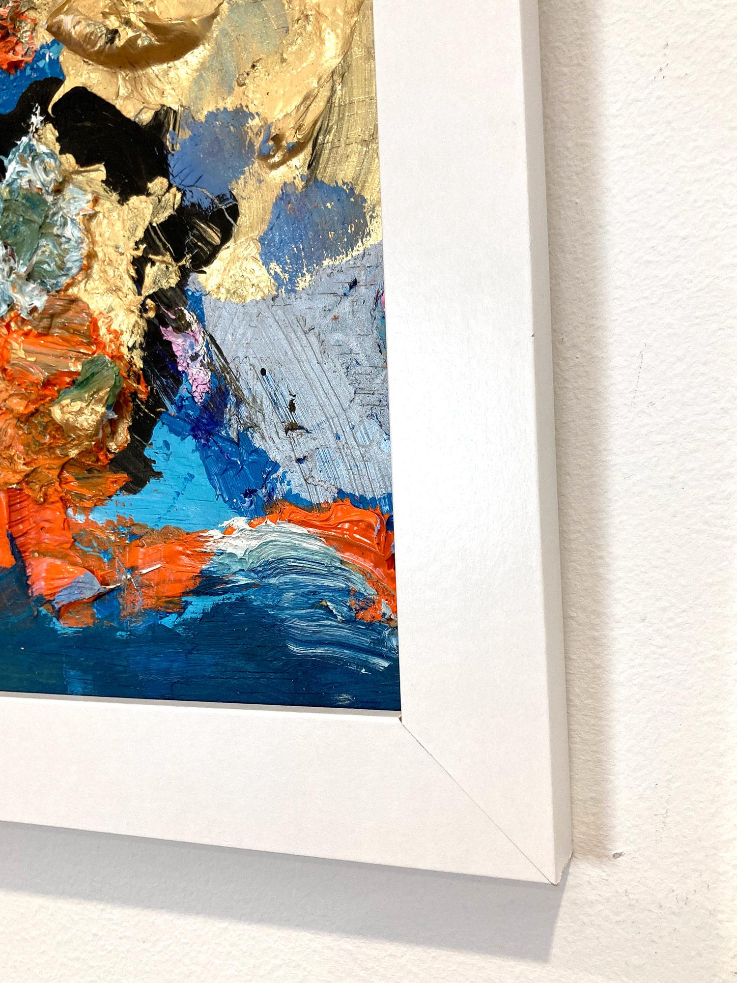 „Dreaming of De Kooning“ Buntes abstraktes Ölgemälde auf Holzplatte, gerahmt im Angebot 5