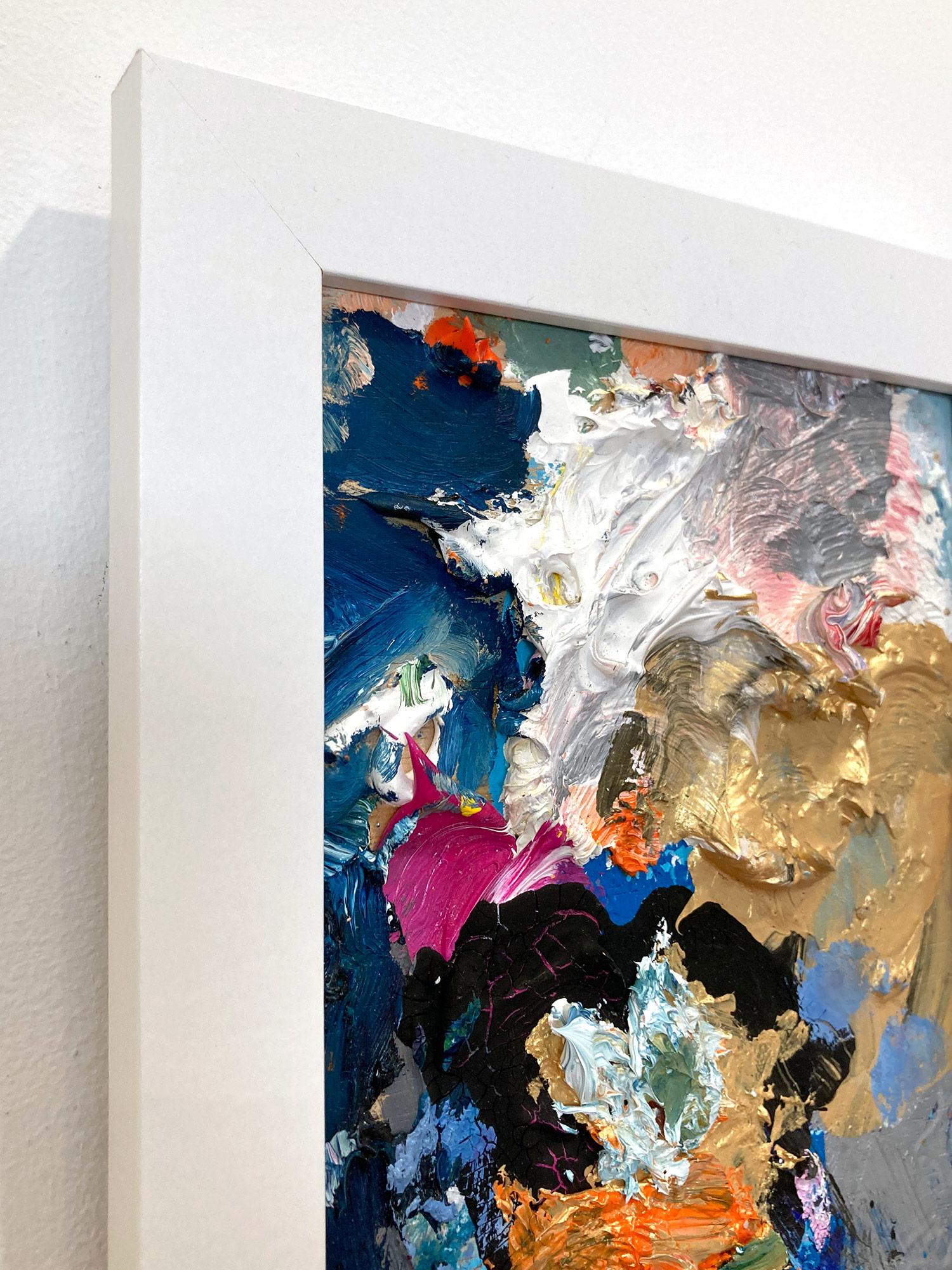 „Dreaming of De Kooning“ Buntes abstraktes Ölgemälde auf Holzplatte, gerahmt im Angebot 6