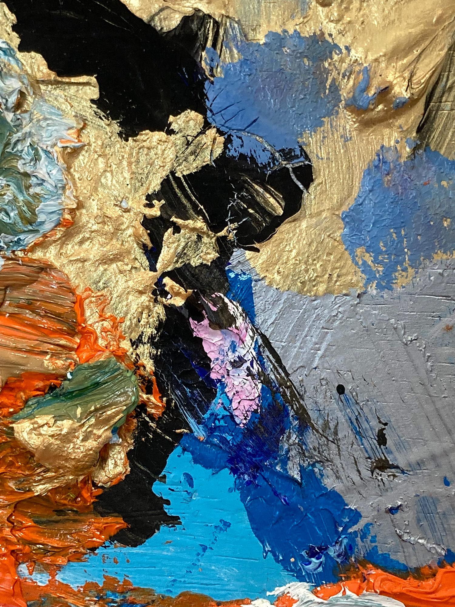 „Dreaming of De Kooning“ Buntes abstraktes Ölgemälde auf Holzplatte, gerahmt im Angebot 2