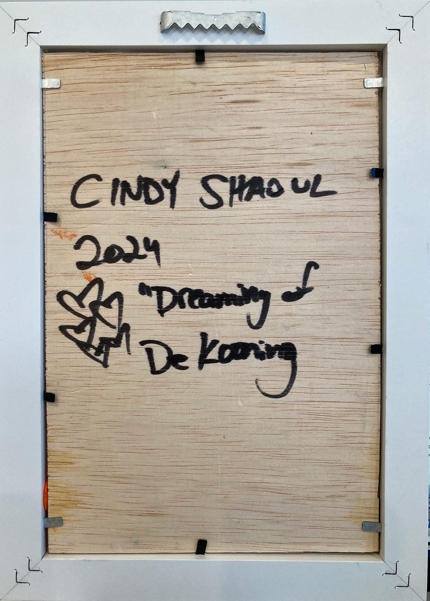 „Dreaming of De Kooning“ Buntes abstraktes Ölgemälde auf Holzplatte, gerahmt im Angebot 7