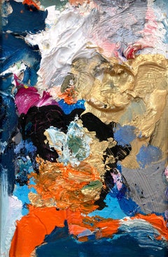 "Soñando con De Kooning" Pintura al óleo abstracta de colores sobre panel de madera Enmarcada