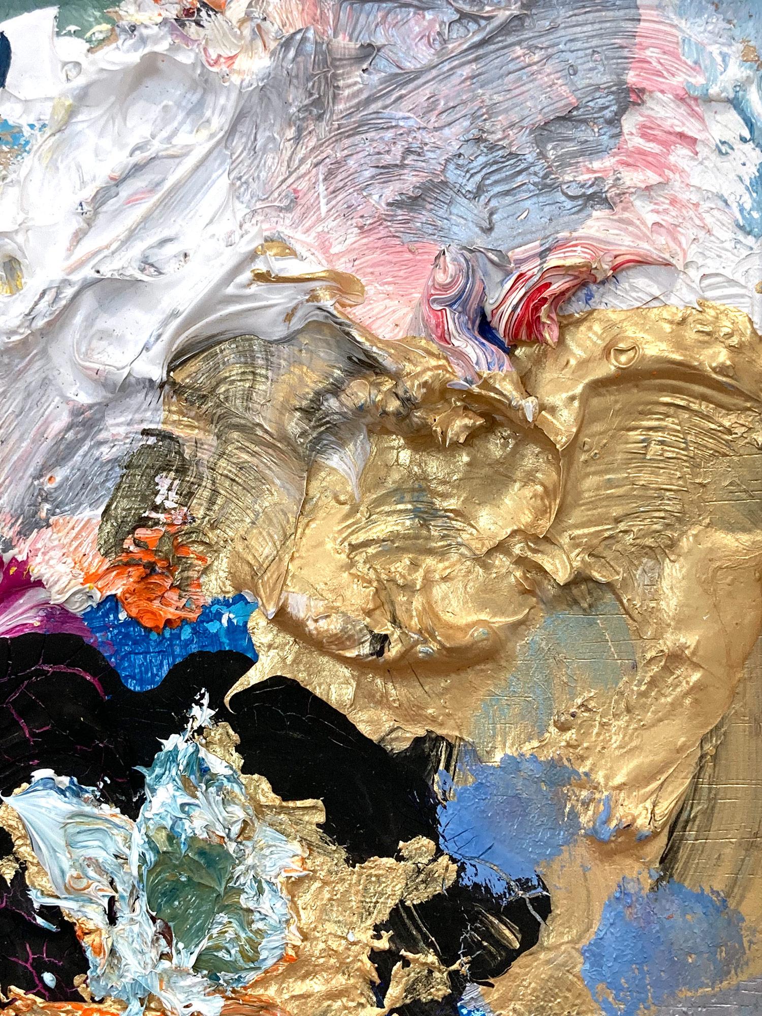 „Dreaming of De Kooning“ Buntes abstraktes Ölgemälde auf Holzplatte, gerahmt (Abstrakter Expressionismus), Painting, von Cindy Shaoul