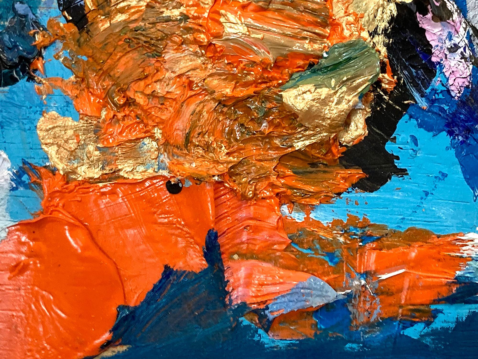 „Dreaming of De Kooning“ Buntes abstraktes Ölgemälde auf Holzplatte, gerahmt im Angebot 1