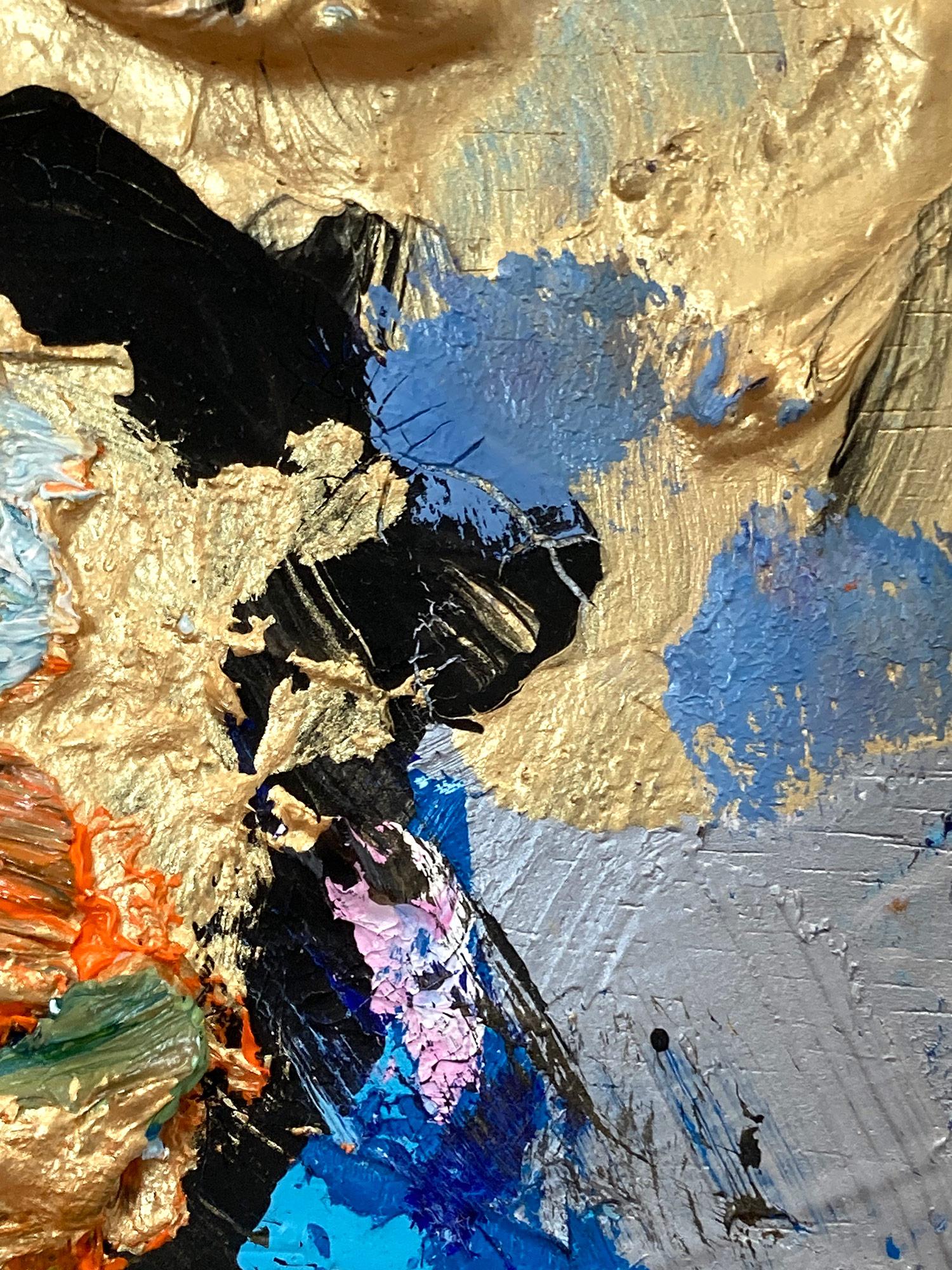 „Dreaming of De Kooning“ Buntes abstraktes Ölgemälde auf Holzplatte, gerahmt im Angebot 3