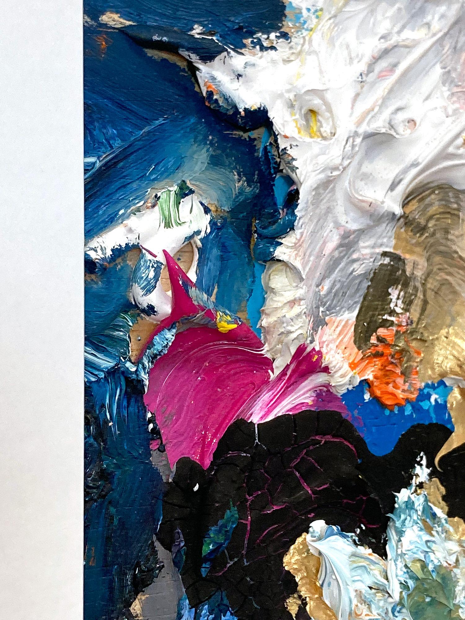 „Dreaming of De Kooning“ Buntes abstraktes Ölgemälde auf Holzplatte, gerahmt im Angebot 4
