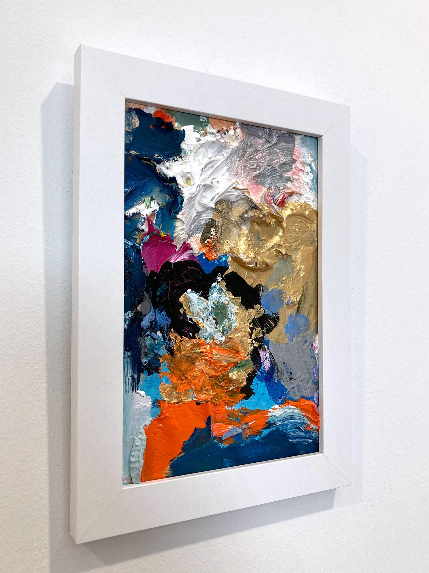„Dreaming of De Kooning“ Buntes abstraktes Ölgemälde auf Holzplatte, gerahmt im Angebot 9