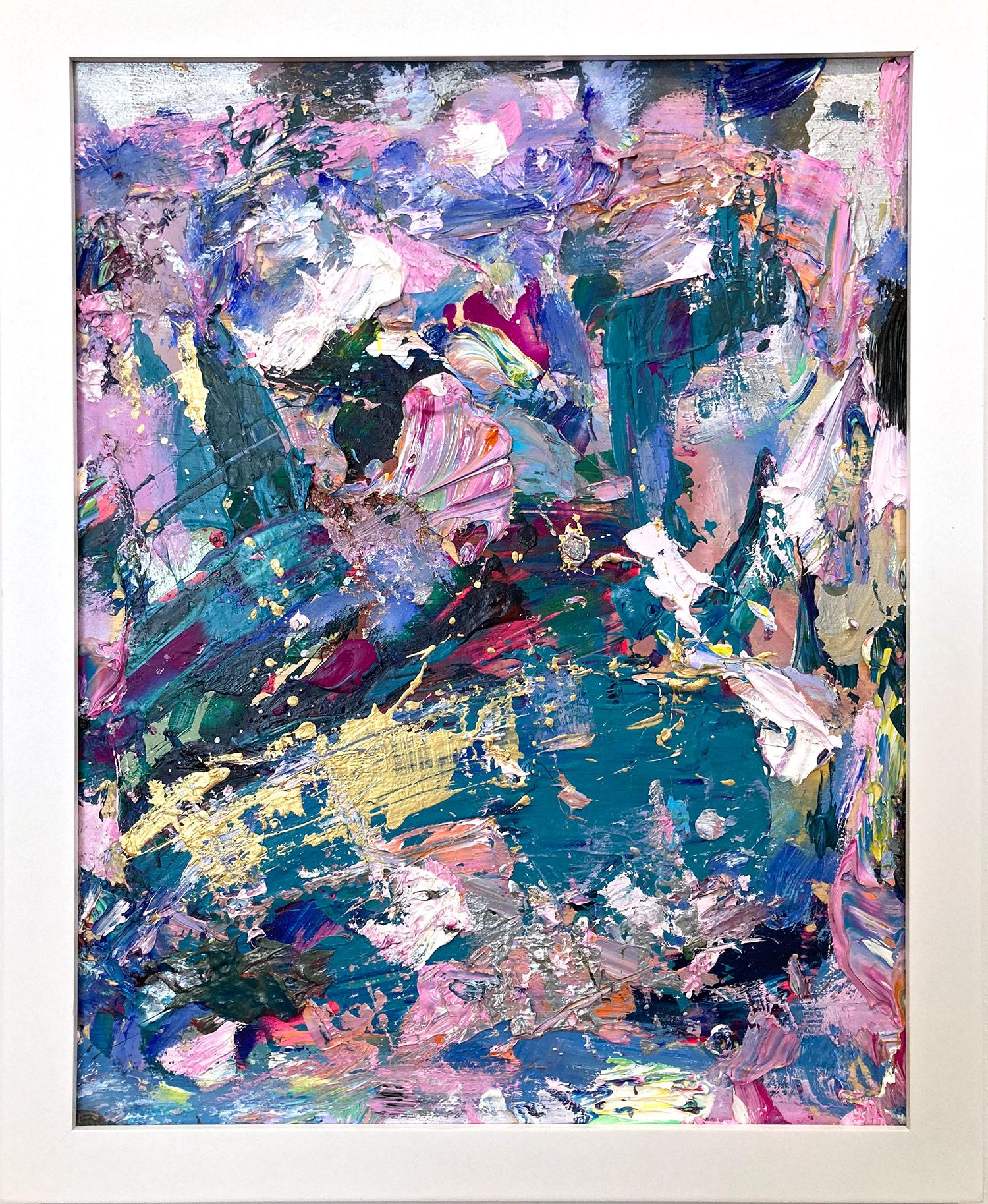 "Sogno di Jackson Pollock" Pittura a olio astratta su pannello di Wood con cornice
