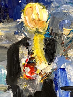 "Soñando con Van Gogh" Style Paris Figura Rubia Pintura al Óleo sobre Papel