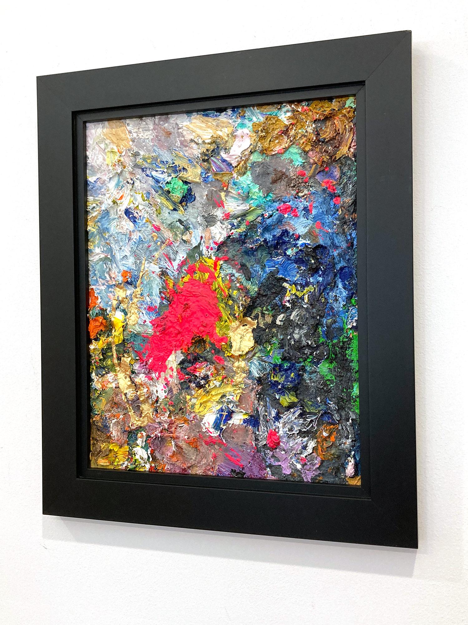 Abstraktes Ölgemälde „Dreaming of Your Kiss“ auf Holzplatte in schwarzem Rahmen im Angebot 9