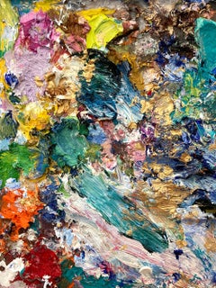 "Dreams Are Forever" Abstract Oil Painting on Wood Panel in White Frame
