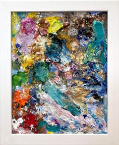 "Dreams Are Forever" Abstract Oil Painting on Wood Panel in White Frame