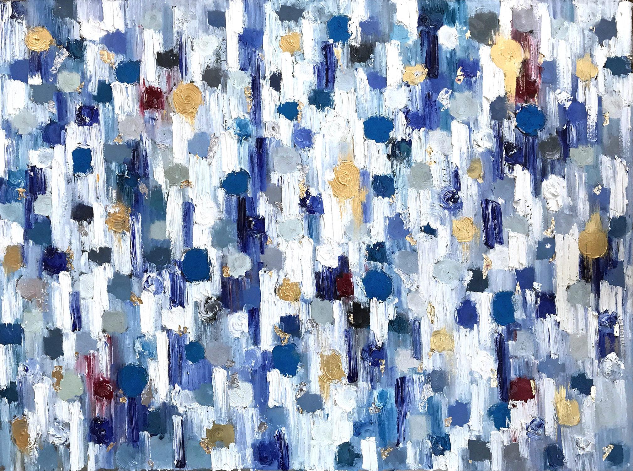 Cindy Shaoul Abstract Painting - Dripping Dots, Aspen, Colorful, Abstract, Oil Painting