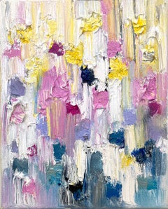 "Dripping Dots - Calypso" Buntes Contemporary Ölgemälde auf Leinwand Gerahmt