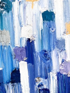 "Dripping Dots - Calypso" Multicolor Contemporary Oil Painting on Canvas Framed