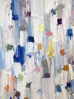 "Dripping Dots - Cannes" Colorful & Gold Contemporary Oil Painting on Canvas