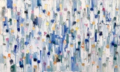 "Dripping Dots - Cannes" Colorful & Gold Contemporary Oil Painting on Canvas