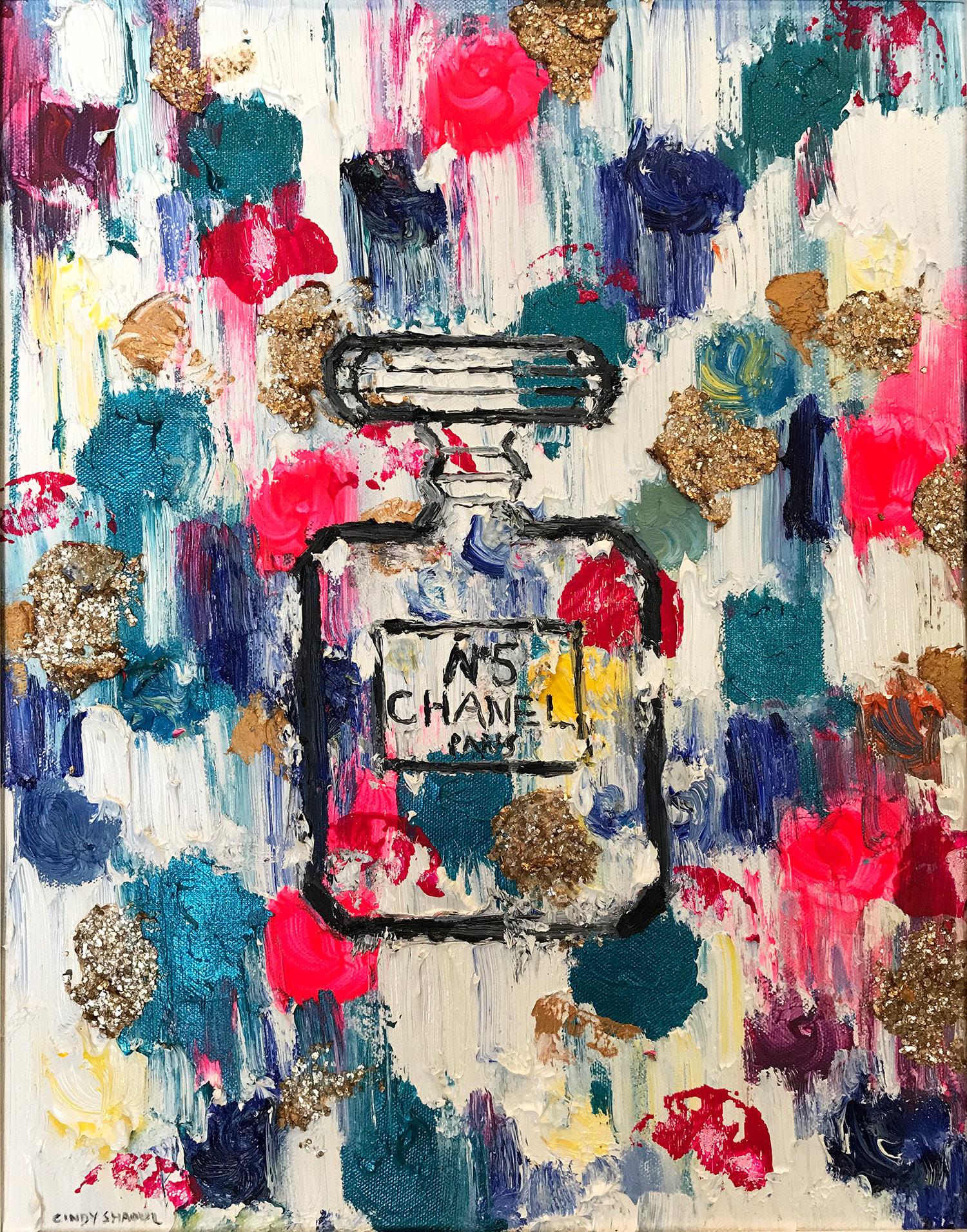 Dripping Dots - Cannes in Chanel N°5 - Painting by Cindy Shaoul