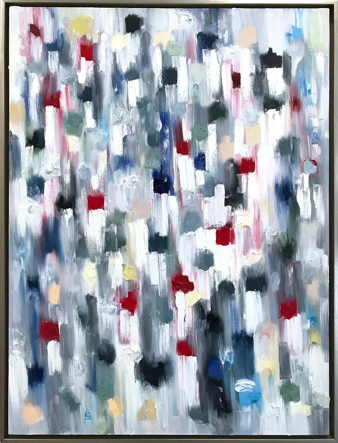 Cindy Shaoul Abstract Painting - "Dripping Dots - Capri" Colorful Abstract Oil Painting on Canvas