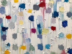 "Dripping Dots - Capri" Buntes Contemporary Abstract Ölgemälde auf Leinwand