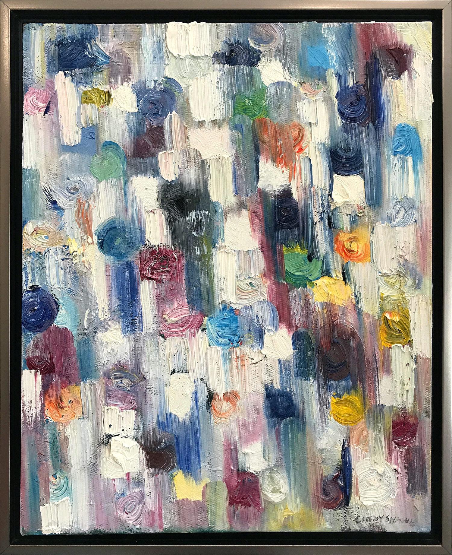 Cindy Shaoul Abstract Painting - "Dripping Dots - Champs-Élysées" Contemporary Colorful Oil Painting on Canvas